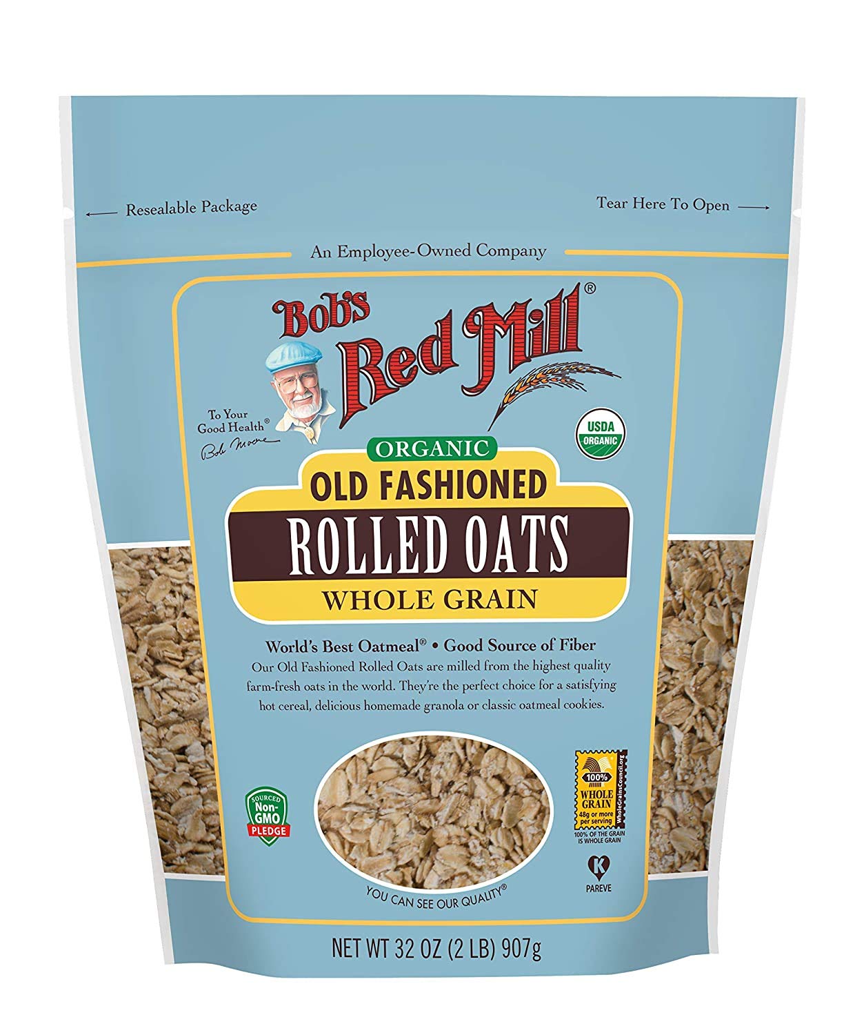 Bob's Red Mill Organic Old Fashioned Rolled Oats 32 OZ (Pack - 4)