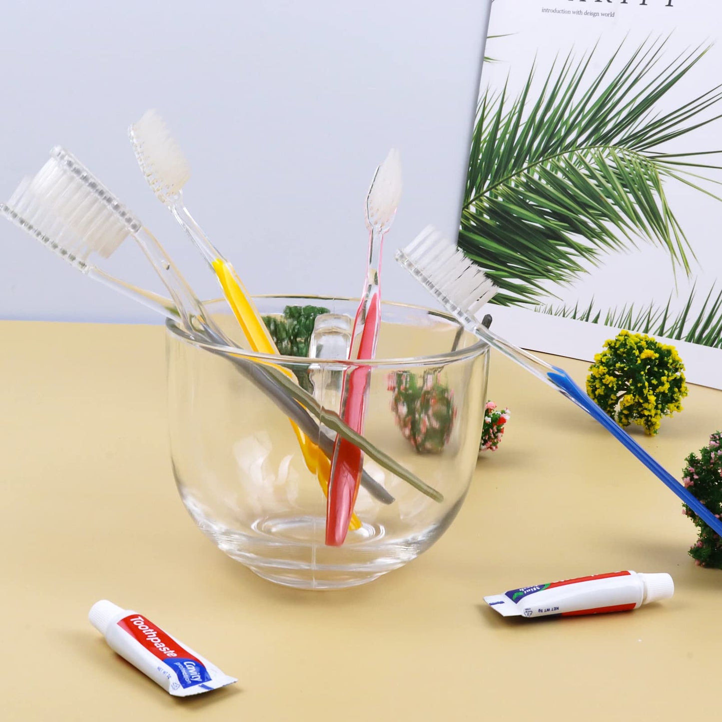 Fafortune Disposable Toothbrushes With Toothpaste 200Pcs (5 Colors)