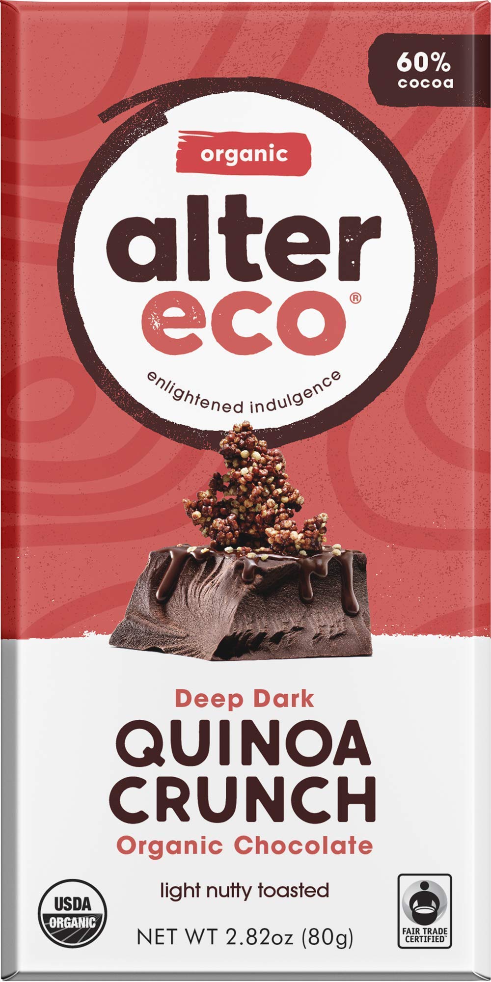 Alter Eco | Chocolate Bars | Pure Dark Cocoa, Fair Trade, Organic, Non-Gmo, Gluten Free (12-Pack Dark Quinoa Crunch)
