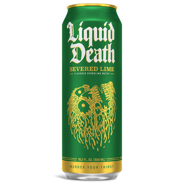 Liquid Death Severed Lime Sparkling Water, 8-Pack (19.2oz Cans), Low Calorie, No Artificial Sweeteners, Refreshing Lime Flavor