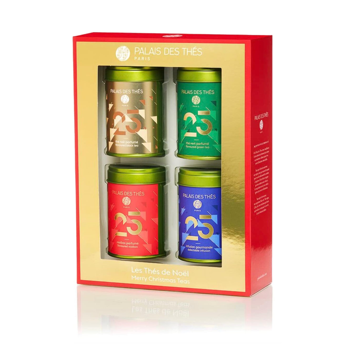 Palais Des Th?S - N25 Holiday Collection Miniatures Box Gift Set - Assortment Of Black Green Herbal And Rooibos Teas - Variety Pack Of 4 Top-Grade Loose Leaf 3.5Oz Tin