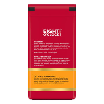 Eight O' Clock Coffee Cinnamon Vanilla, 11 Ounce (Pack Of 6), Medium Roast Ground Coffee, 100% Arabica, Creamy, Smooth, Vanilla,
