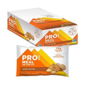 PROBAR - MEAL Bar, Peanut Butter, Non-GMO, Gluten-Free, Healthy, Plant-Based, Whole-Food Ingredients, Natural Energy (12 Count)
