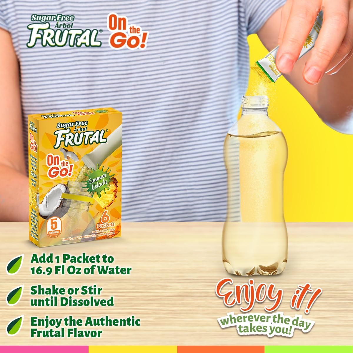Arbol Frutal Pina Colada Powdered Drink Mix - Sugar Free On-The-Go Packets (30 Count) - Single Serve Flavor Sticks