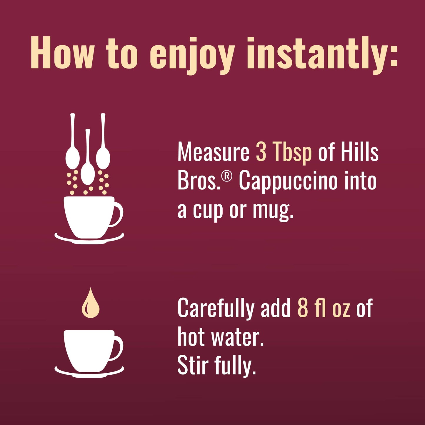 Hills Bros Instant Double Mocha Cappuccino Mix, Easy To Use, Enjoy Coffeehouse Flavor From Home, Frothy, Rich Chocolate, Brown,
