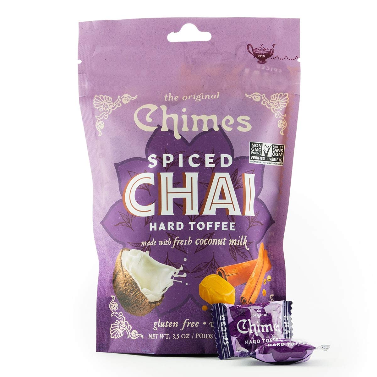 Chimes Coconut Spiced Chai Hard Toffee Candy - Pack of 2, 3.5 Ounce