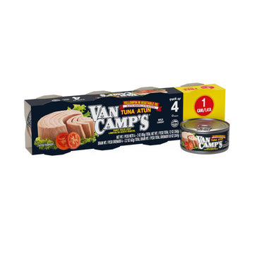 Van Camp'S Seafood Solid Light Yellowfin Tuna In Vegetable Oil, 4-3 Oz. Cans (Pack Of 6), Wild Caught Canned Tuna