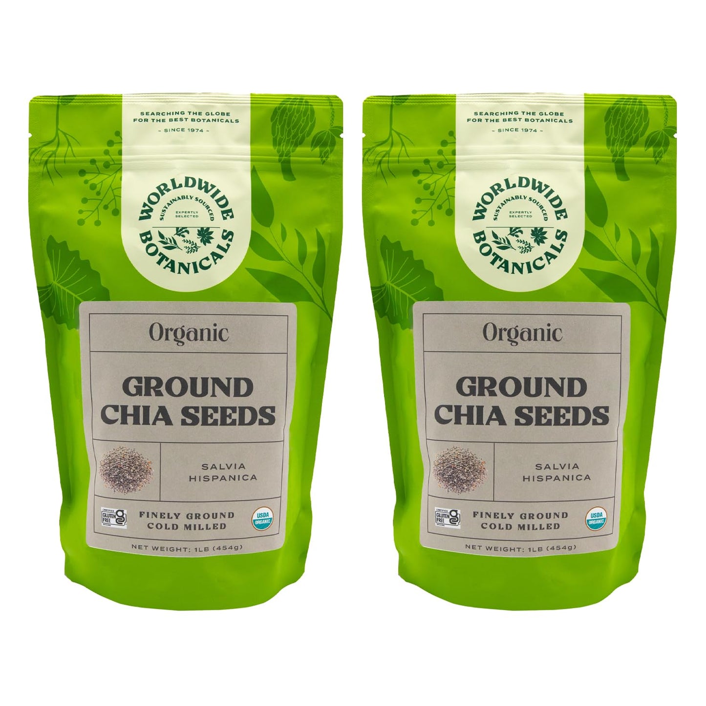 Worldwide Botanicals Organic Ground Chia Seeds - Excellent Source Of Fiber, Protein, And Omega-3 Fatty Acids | Gluten-Free | Veg