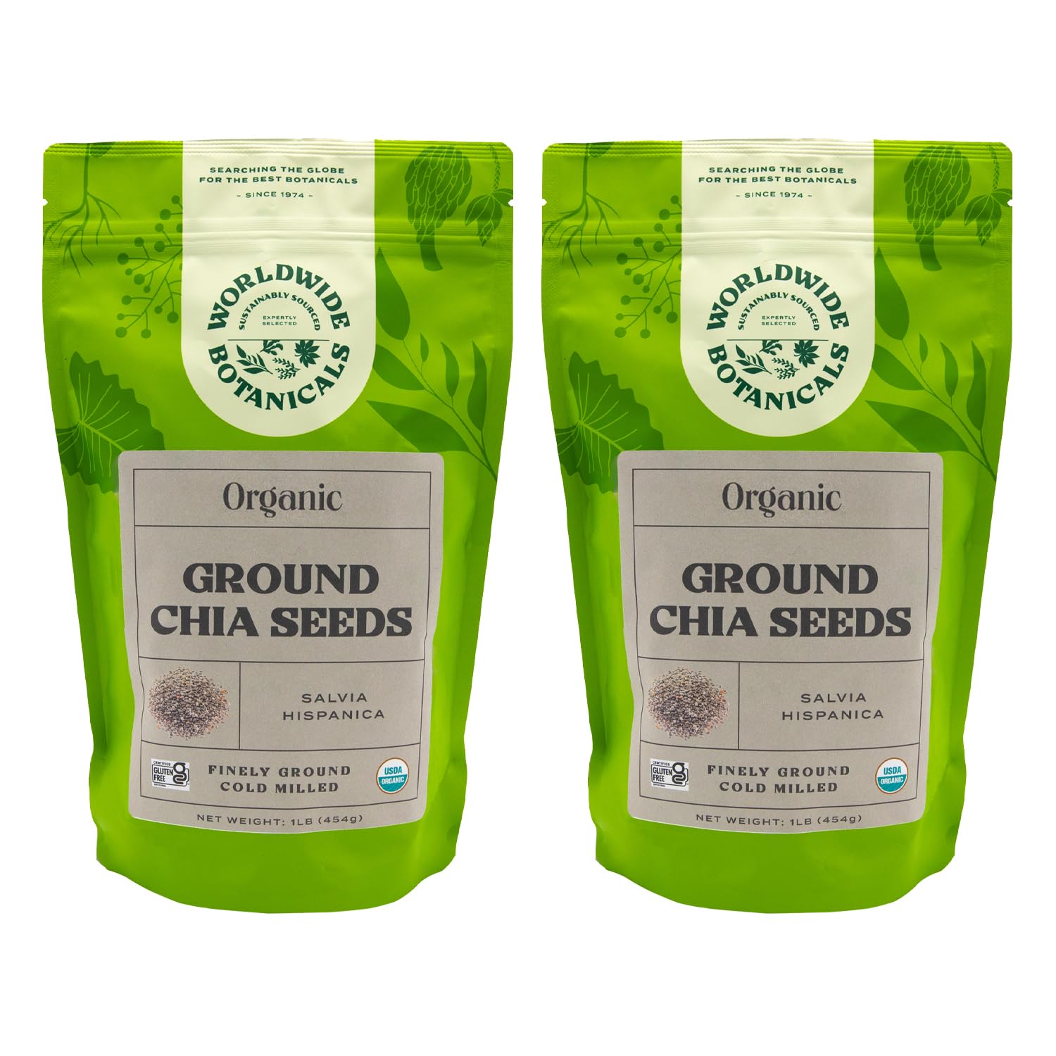 Worldwide Botanicals Organic Ground Chia Seeds - Excellent Source Of Fiber, Protein, And Omega-3 Fatty Acids | Gluten-Free | Veg
