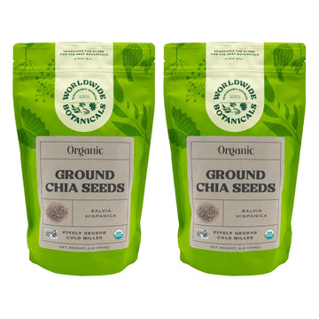 Worldwide Botanicals Organic Ground Chia Seeds - Excellent Source Of Fiber, Protein, And Omega-3 Fatty Acids | Gluten-Free | Veg