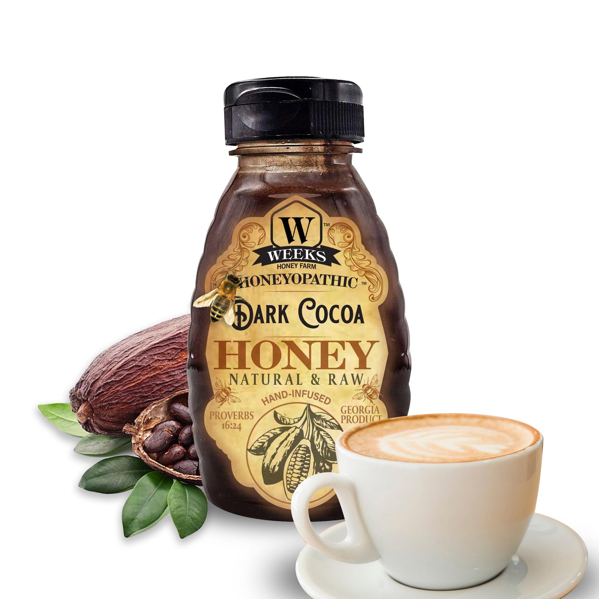 Weeks Honey Farm Honeyopathic Honey - Infused Supplements (8 Ounce, Dark Cocoa)