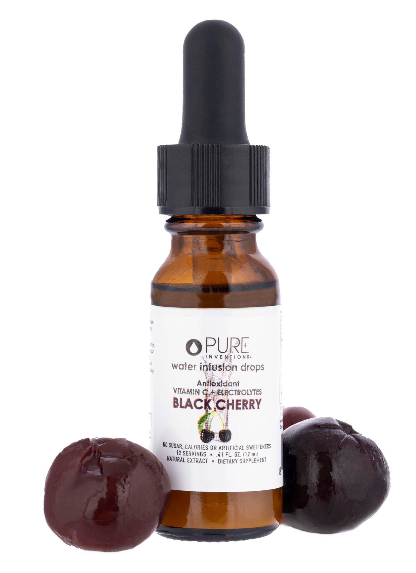 Pure Inventions Water Infusion Drops - Antioxidants, Vitamin C, Electrolytes - 0.34 Fl Oz - Black Cherry