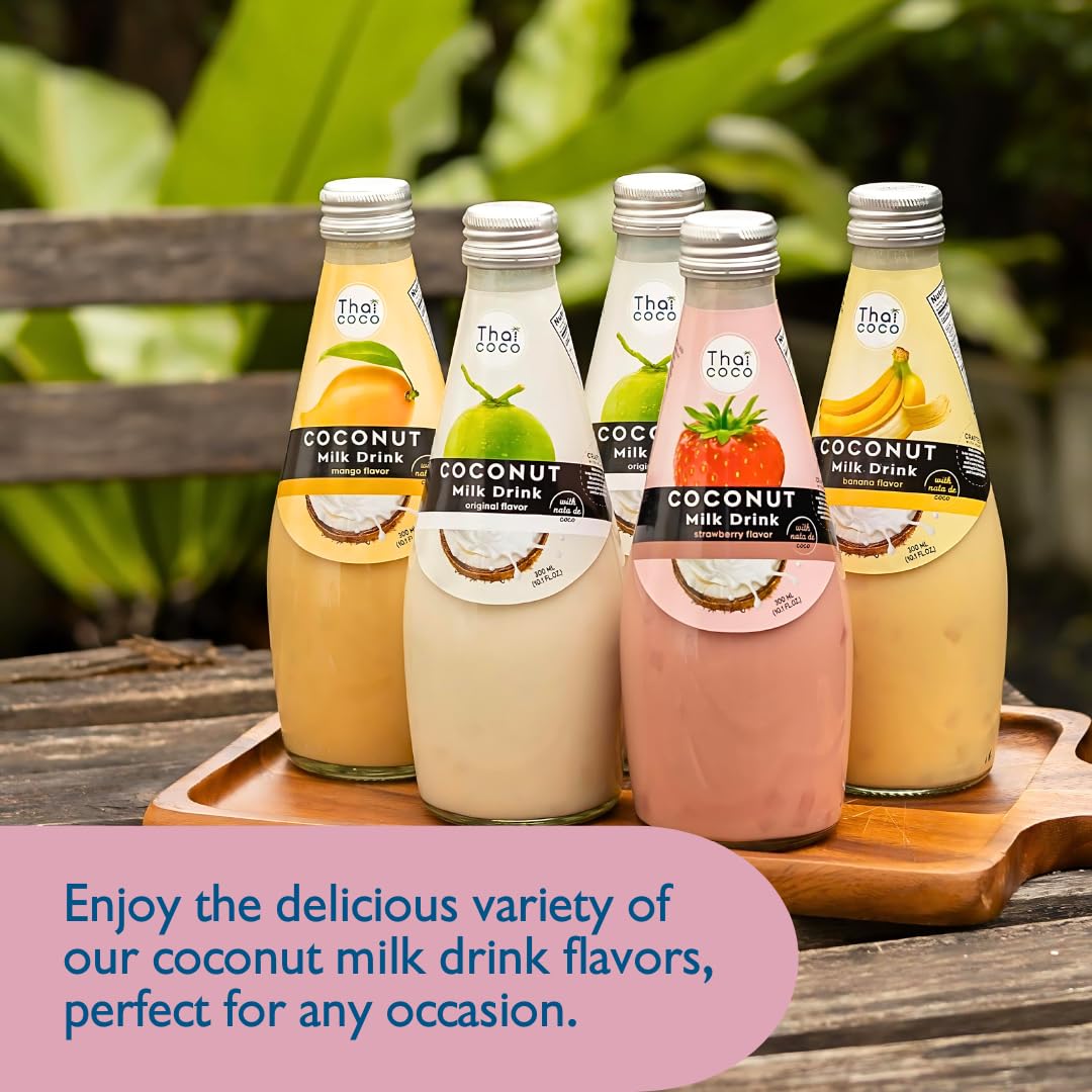 Thai Coco Strawberry Coconut Milk Drink with Nata De Coco - 9.8 fl. oz. - 4 Pack
