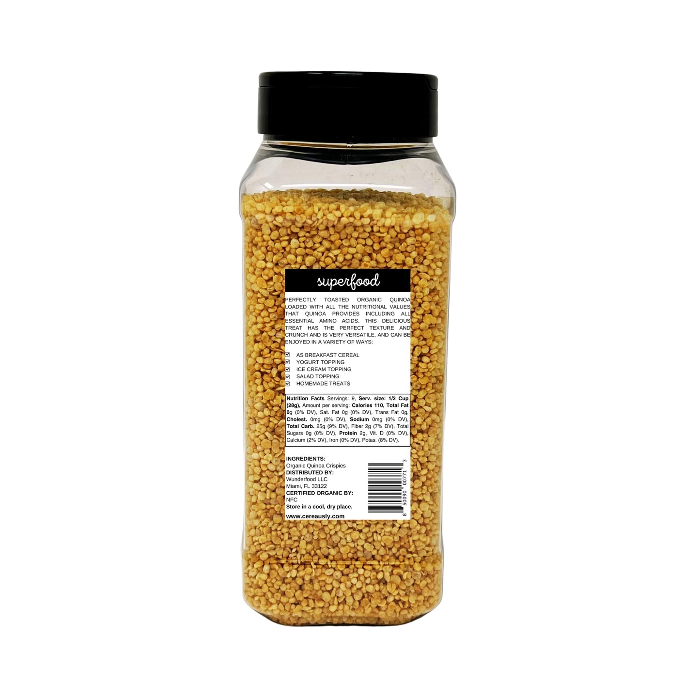 Cereausly Puffed Quinoa - Premium Quinoa Crispies Made With Organic White Quinoa - Delicious And Nutritious Quinoa Flakes For Sn