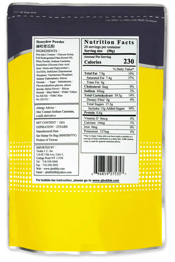 Qbubble Tea Powder Green Honeydew Powder, 2.2 Pound