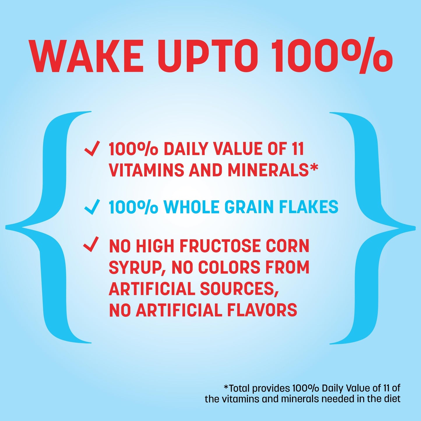 Total Breakfast Cereal, 100% Daily Value Of 11 Vitamins & Minerals, Whole Grain Cereal, 16 Oz