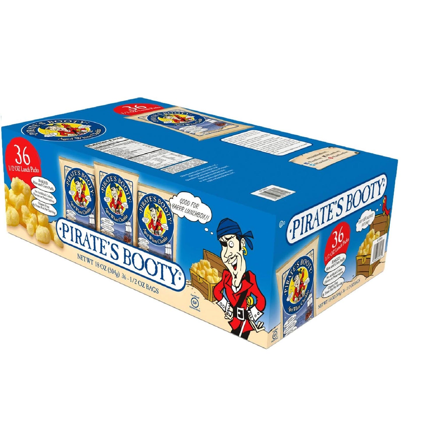Pirate'S Booty Aged Cheddar Lunch Packs, White, 0.5 Ounce (Pack Of 24)