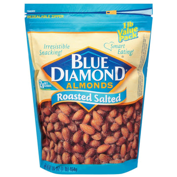 Blue Diamond Almond Rstd Salted, 16 Oz, Pack of 6