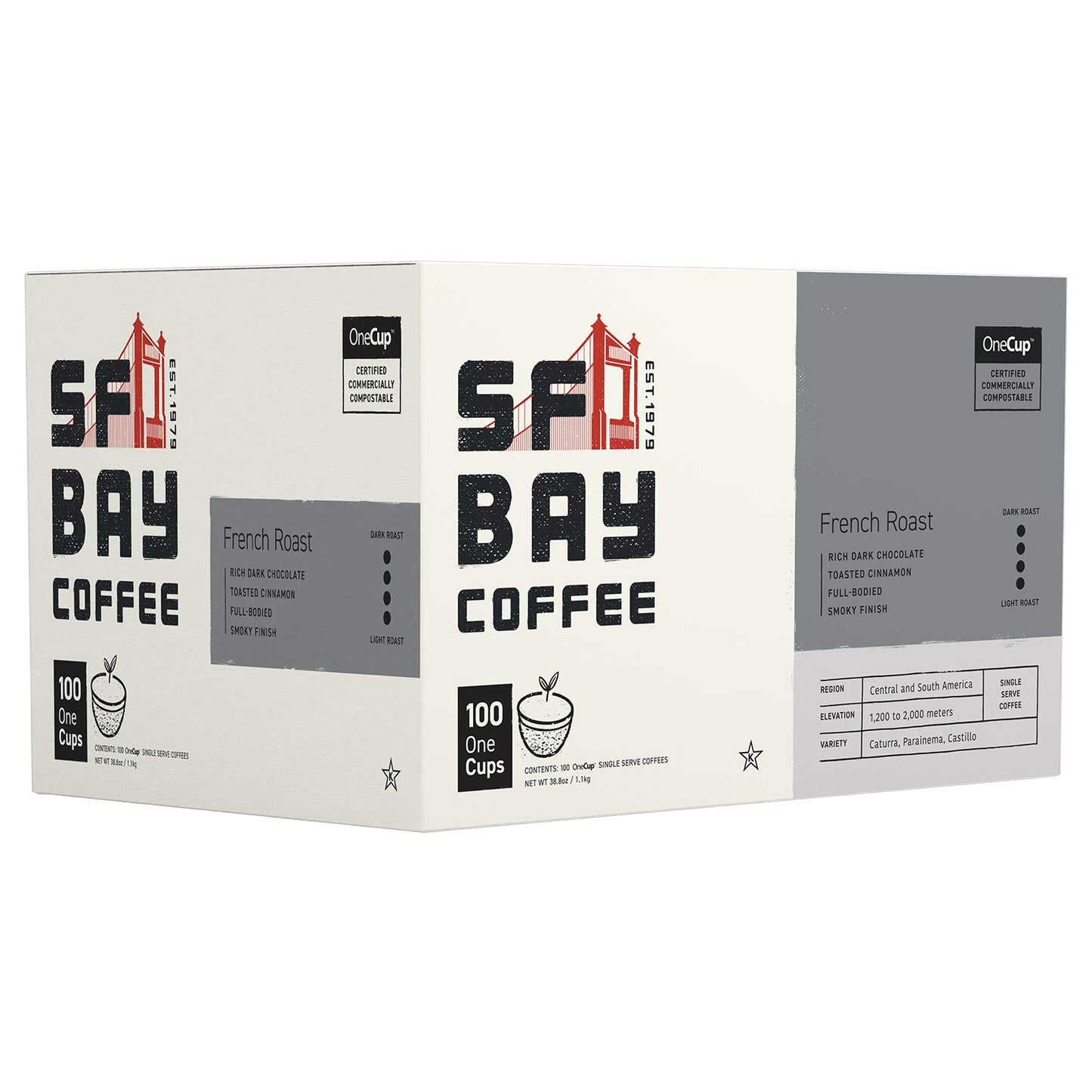 San Francisco Bay Compostable Coffee Pods - French Roast (100 Ct) K Cup Compatible Including Keurig 2.0, Dark Roast