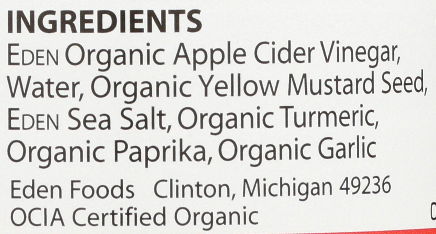 Eden Organic Yellow Mustard, Stone Ground with Apple Cider Vinegar, 9 oz Glass Jar