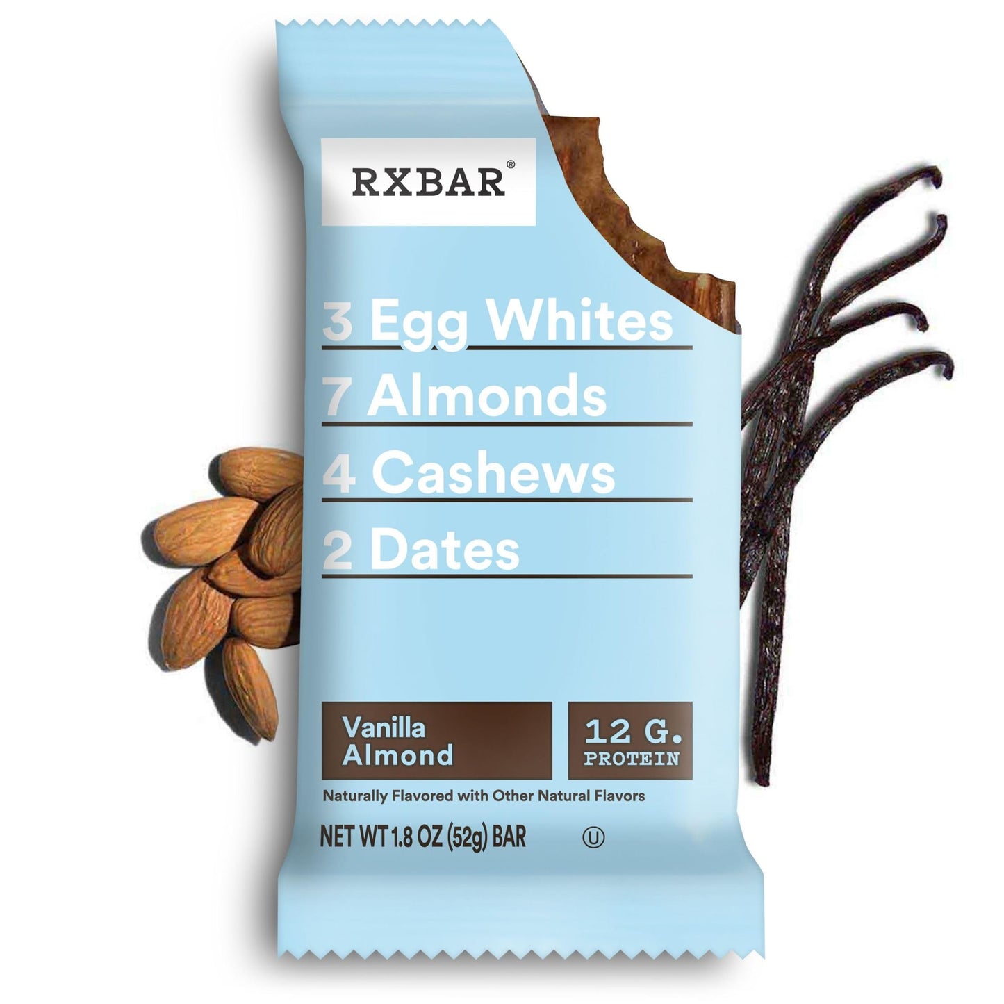 RXBAR Protein Bars, 12g Protein, Gluten Free Snacks, Vanilla Almond (6 Boxes, 30 Bars)