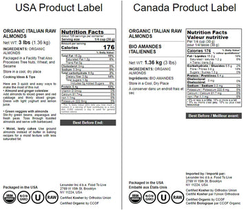 Food To Live Organic Almonds, 3 Pounds Non-Gmo, Whole, Raw, No Shell, Unpasteurized, Unsalted, Vegan, Kosher, Bulk. Keto Snack.