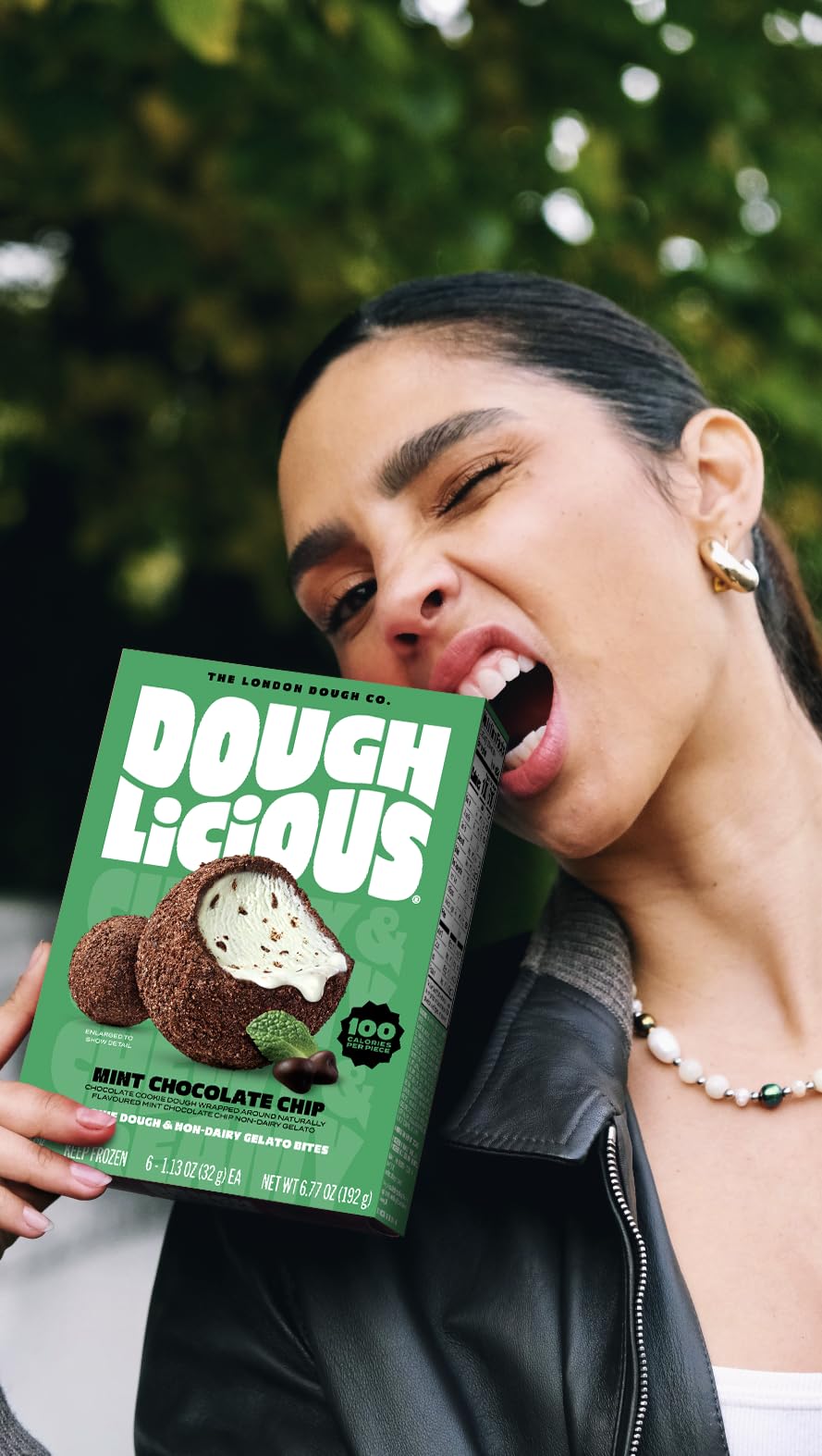 DOUGHLICIOUS Mint Chocolate Chip Cookie Dough & Gelato Bites, 6.77 OZ