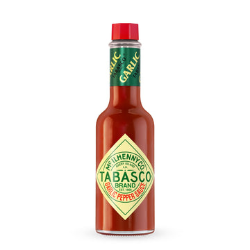 TABASCO Brand Cayenne Garlic Pepper Sauce, Mild Hot Sauce, Glass Bottle, Smoky & Zesty Blend with Savory Garlic, Bold Flavor, Gr