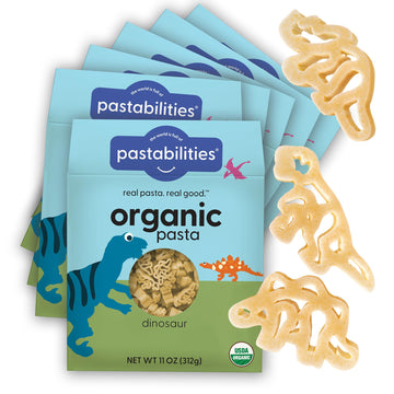 Pastabilities Organic Kids Pasta, Fun Dinosaur Shaped Noodles, Non-Gmo Natural Wheat Pasta (11 Oz, 6 Pack)