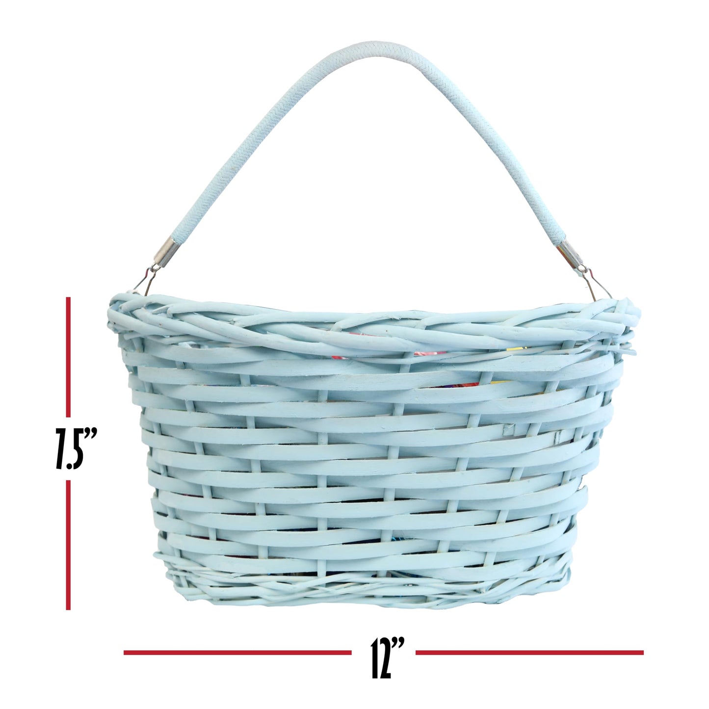 Easter Blue Oval Willow Basket (70 Ct) Filled With Treats, Snacks, Candy, Peelable Gummies, Marshmallow Gummies, Bunny And More,