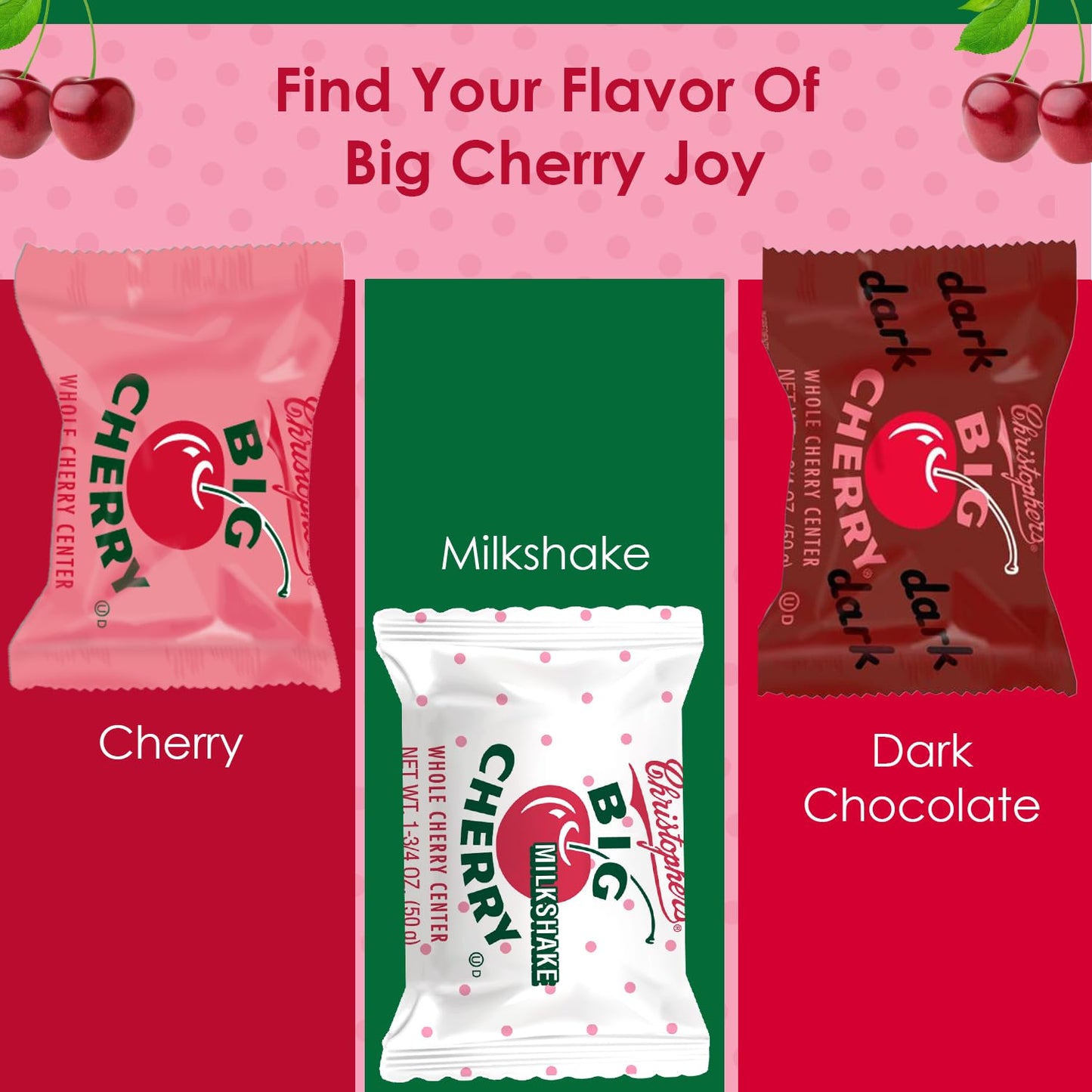 Adams & Brooks, Inc. Big Cherry Bar Cherry Cordials, Chocolate Cherry Cordials, Chocolate Covered Cherries, Chocolate and Cherry