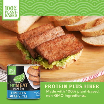 Unmeat Plant Based Meat | Easy To Prepare Plant Based Protein | Vegan Meat With Less Calories, Luncheon Meat Style, 12 Pack