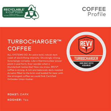 Revv Turbocharger Keurig Single-Serve K-Cup Pods, Dark Roast Coffee, 96 Count