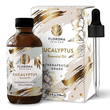 Florona Eucalyptus Essential Oil - 100% Pure & Natural - 4 Fl Oz, Therapeutic Grade Eucalyptus Oil For Hair, Face & Skin Care Es