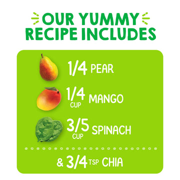 Happytot Organics Stage 4 Baby Food Pouches, Gluten Free, Vegan Snack, Superfoods Fruit & Veggie Puree, Pears, Mango, Spinach & Chia, 4.22 Ounce (Pack Of 1)