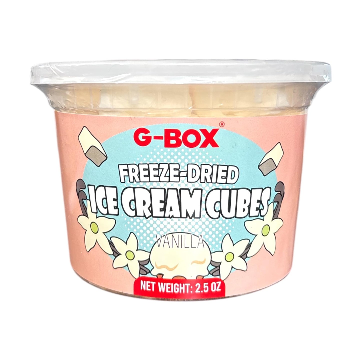 G-BOX Freeze Dried Ice Cream Cubes, Vanilla Flavor, 2.5 oz - Perfect for Camping, Outdoor, Party, NASA Space Dessert