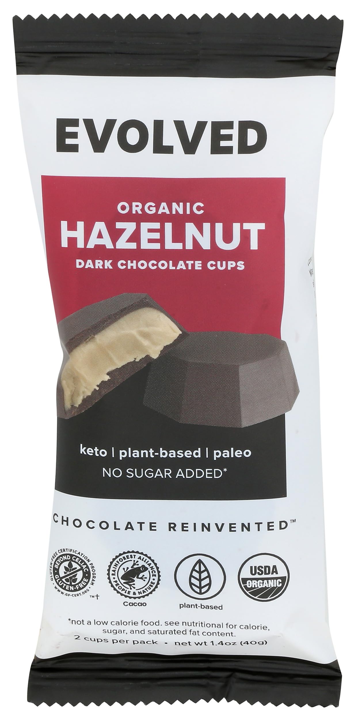 EVOLVED Organic Hazelnut Butter Keto Cups 2 Count, 1.4 OZ