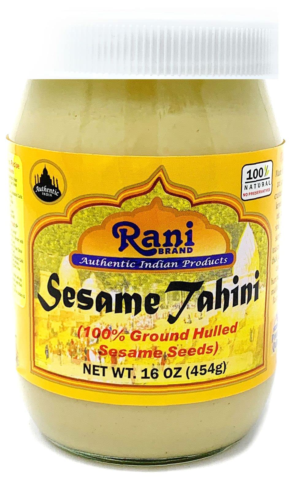 Rani Sesame Tahini (Sesame Butter) 16Oz (1Lb) 454G, Pack Of 2, Glass Jar, Vegan, No Added Sugar, No Sodium ~ Gluten Free | Non-G