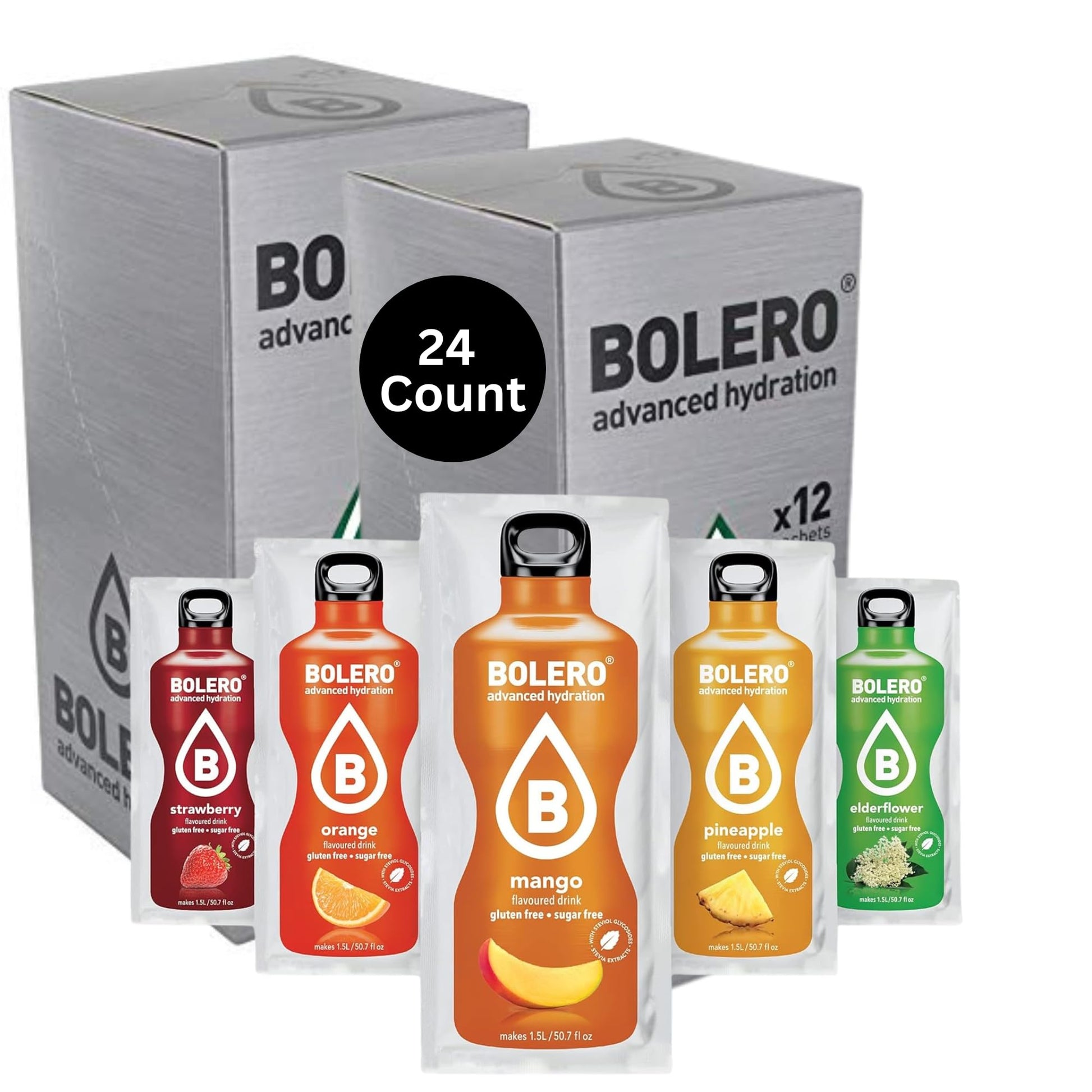Bolero- Sugar Free Drink Mix Packets Variety Fruit Flavors | Powdered Flavored Water Packets | 24 Large Sachet On The Go Packets
