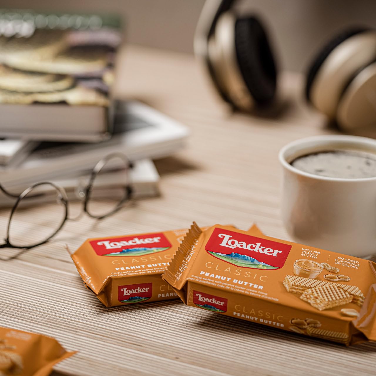 Loacker Classic Peanut Butter Wafers - Premium Crispy Wafer Cookies With Peanut Butter Cream Filling - Multipack Of 12 Snack Packs - Non-Gmo - Creamy Pb - 45G/1.59Oz, Pack Of 12