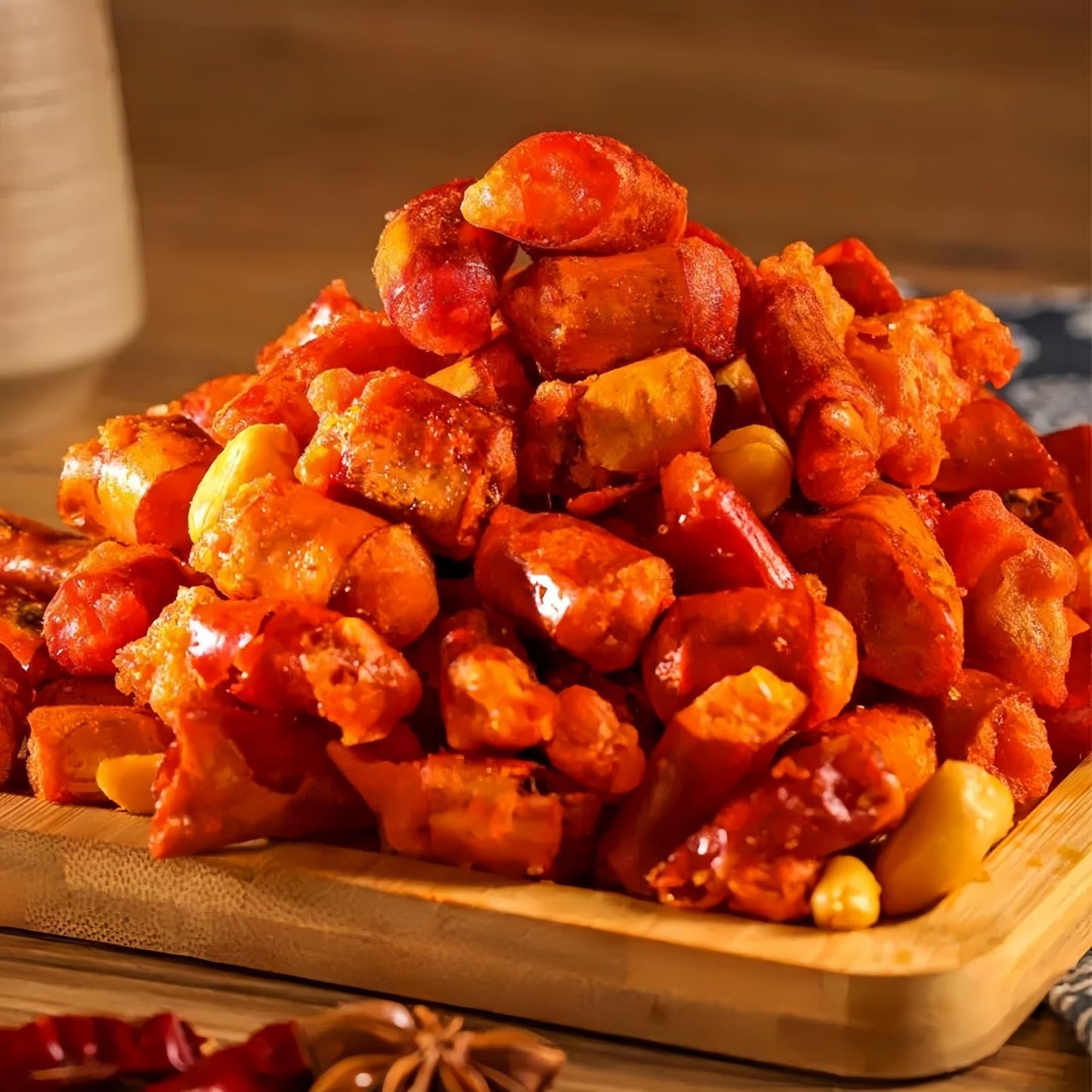 Peanuts Hot Spicy Snacks,Crunchy Magic Chili With Peanut,Pretzels, Sesame Sticks, Toasted Corn & Cashews,8.8 Oz(250G),Chinese Tr