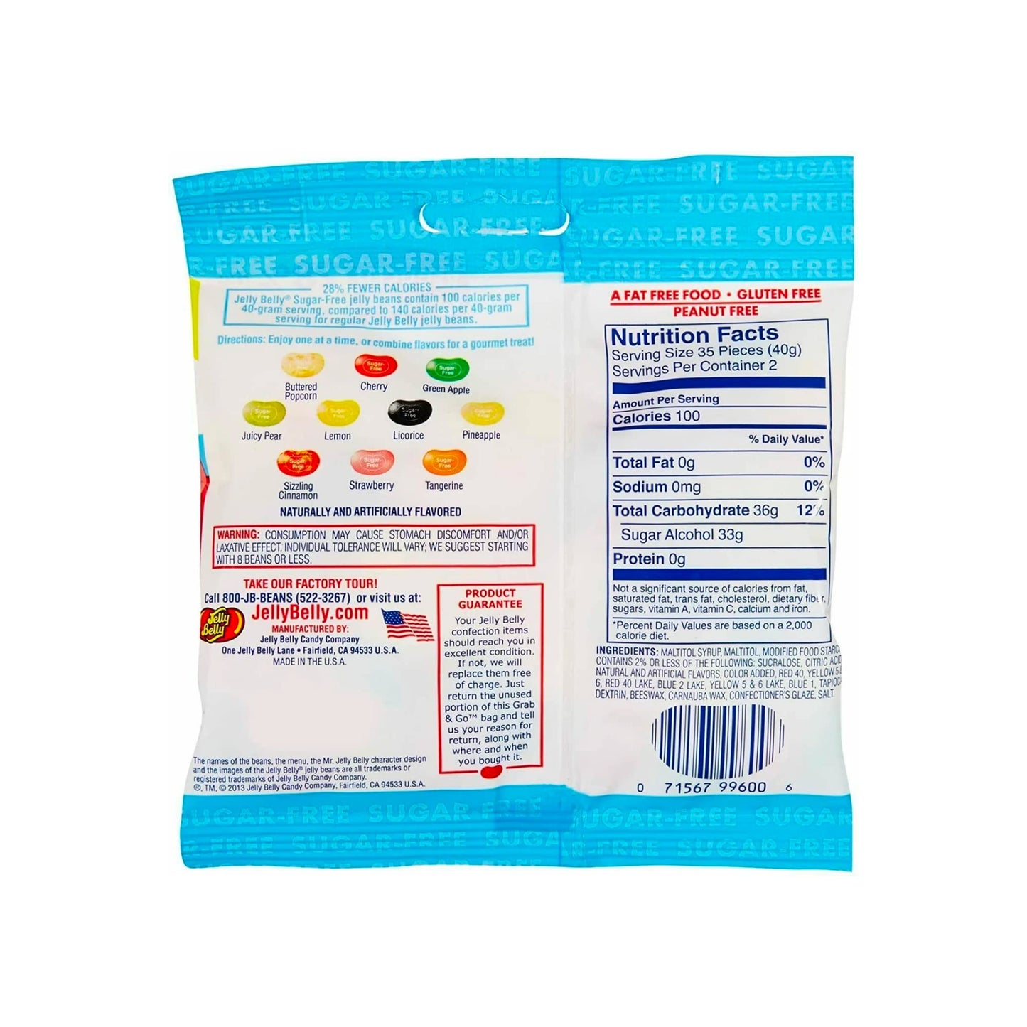 Sweetzo Sugar Free Jelly Beans, Sugar-Free Chewy Candies in Assorted Fruity Flavors, Low Calorie Shareable Sweet Snacks - 2.8 Ou
