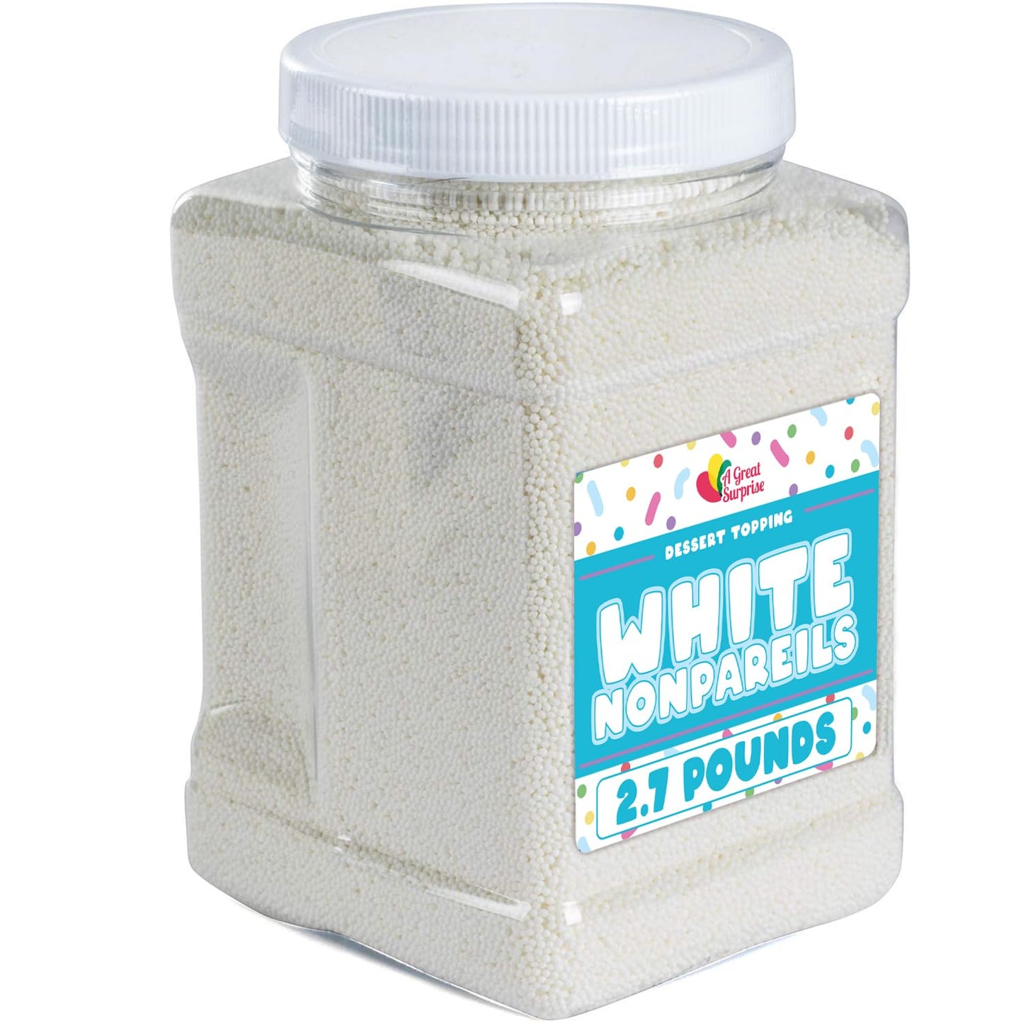 White Nonpareils Sprinkles - 2.7 Pounds - Bulk White Sprinkles - White Non Pareils Bridal Sprinkles - Small White Disco Ball Spr