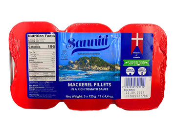 Sanniti Mackerel Fillets In A Rich Tomato Sauce | Super Food | High In Protein | High In Omega 3, 4.4 Oz (Pack Of 3)
