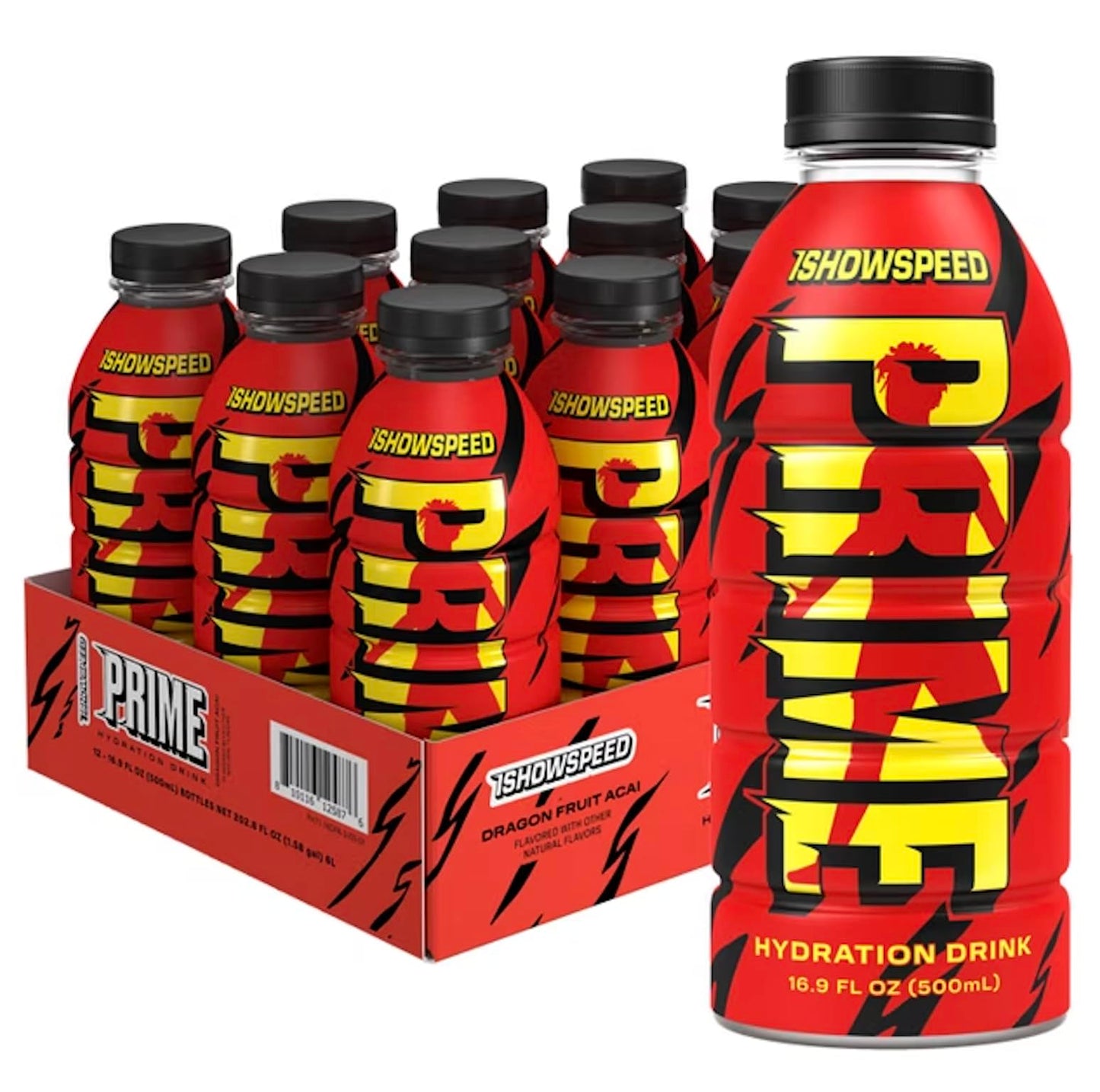Prime Hydration Ishowspeed Sports Drinks Electrolyte Enhanced For Ultimate Hydration 250Mg Bcaas B Vitamins Antioxidants Low Sugar 16.9 Fl Oz 12 Pack