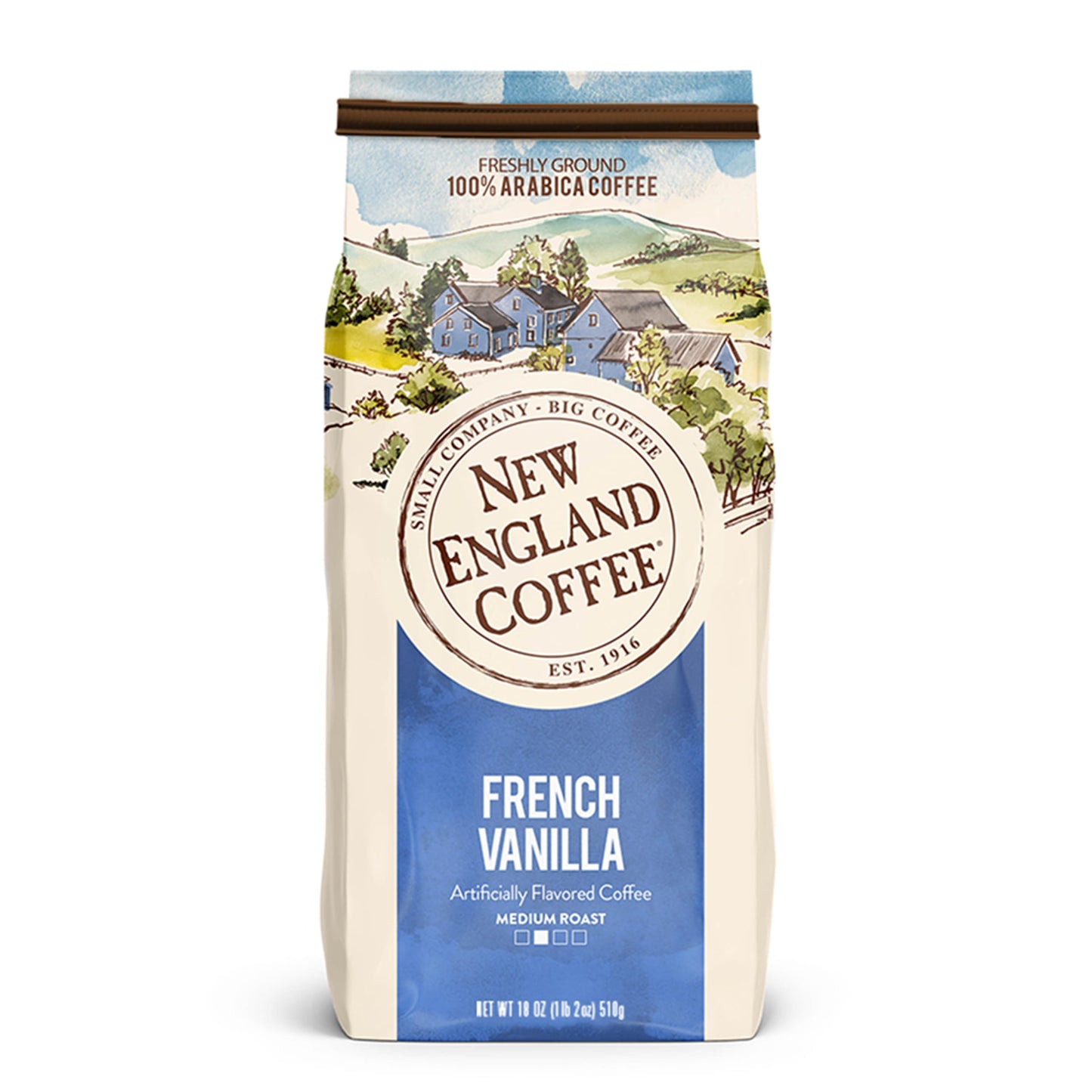New England Coffee French Vanilla Medium Roast Ground Coffee 18Oz Bag (Pack Of 4)