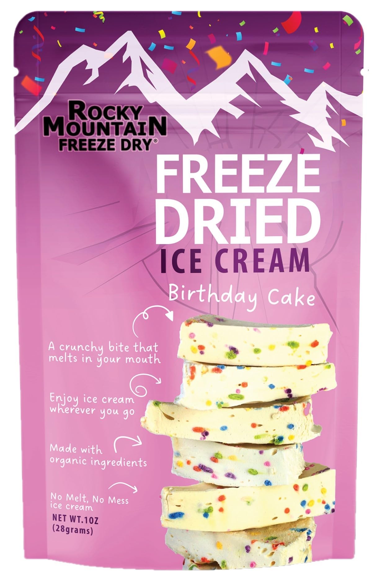 Rocky Mountain Freeze Dry Freeze Dried Ice Cream - Birthday Cake - 1 OZ - Shelf-Stable Party Snack