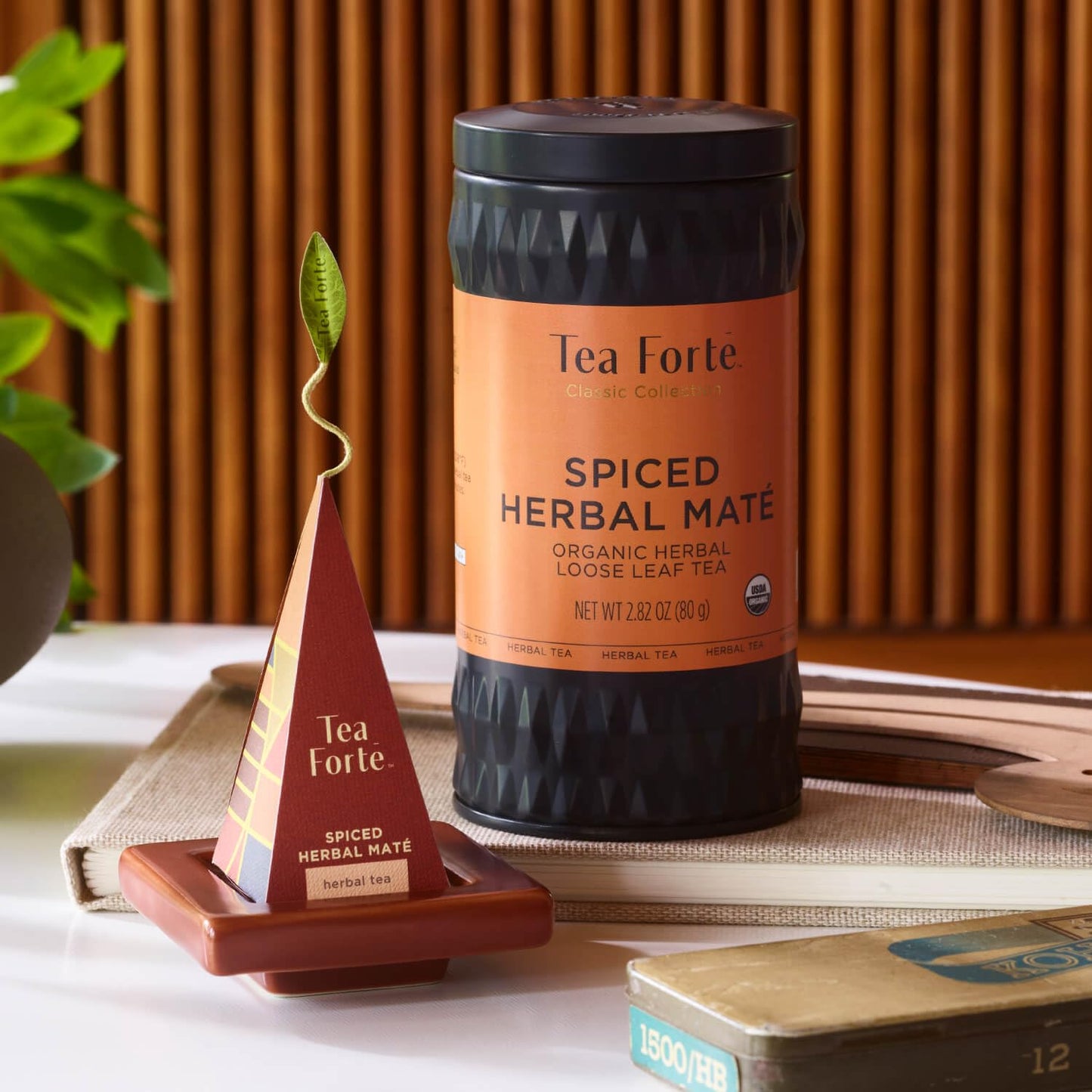 Tea Forte Spiced Herbal Maté Organic Loose Leaf Tea Canister, Caffeinated, Makes 35-50 Cups