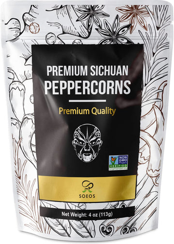 Soeos Premium Szechuan Peppercorns, 4Oz(113G), Authentic Sichuan Red Peppercorn, Numbing And Tingle Effect, Less Seeds, Strong Flavor, Essential For Mapo Tofu, Kung Pao Chicken And Asine Cusine
