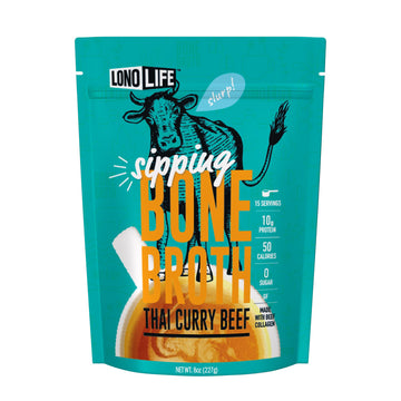 Lonolife Thai Curry Beef Bone Broth Powder Mix | Grass-Fed, 10G Protein | Collagen-Rich, Keto & Paleo Friendly | Natural Ingredi